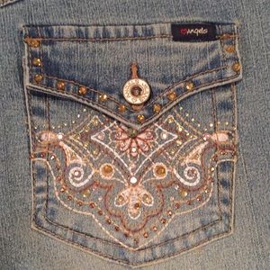 Angels Jeans Flare Stretch Inseam 32 Rhinestones
